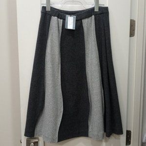 JEE New York Womens Colorblock Grey Wool Wave Knee-Lenth Skirt Size L